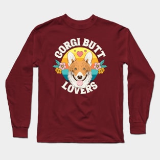 Corgi butt lovers pet dog logo typography | Morcaworks Long Sleeve T-Shirt